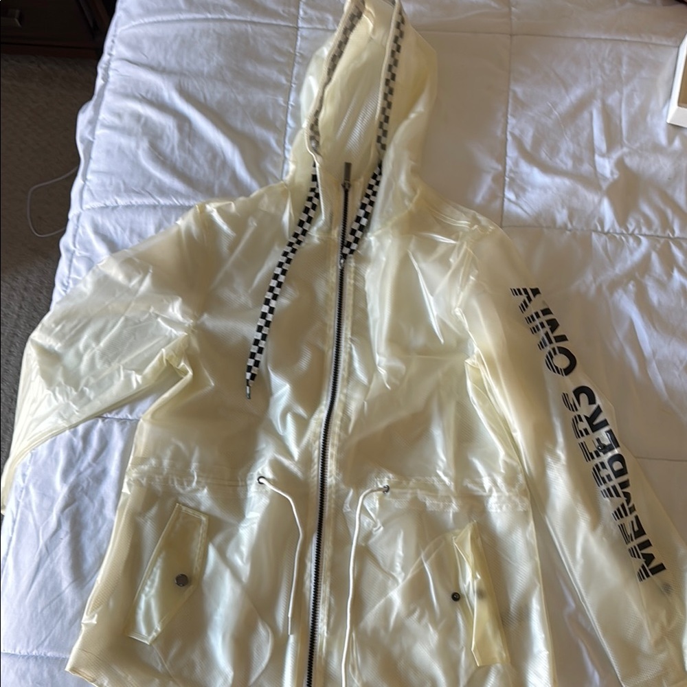 Transparent Hooded Jacket with Black Accents